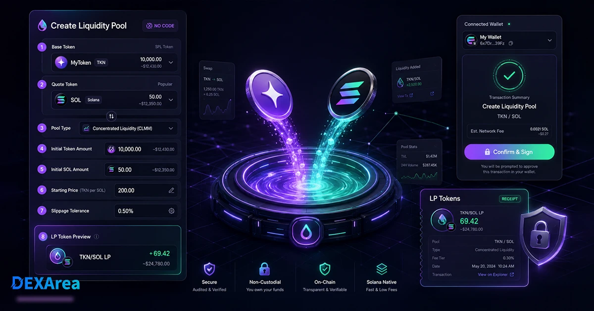 How to Create a Liquidity Pool on Solana | DEXArea Blog