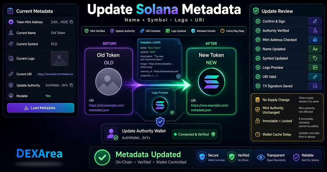 How to Update Solana Token Metadata | DEXArea Blog