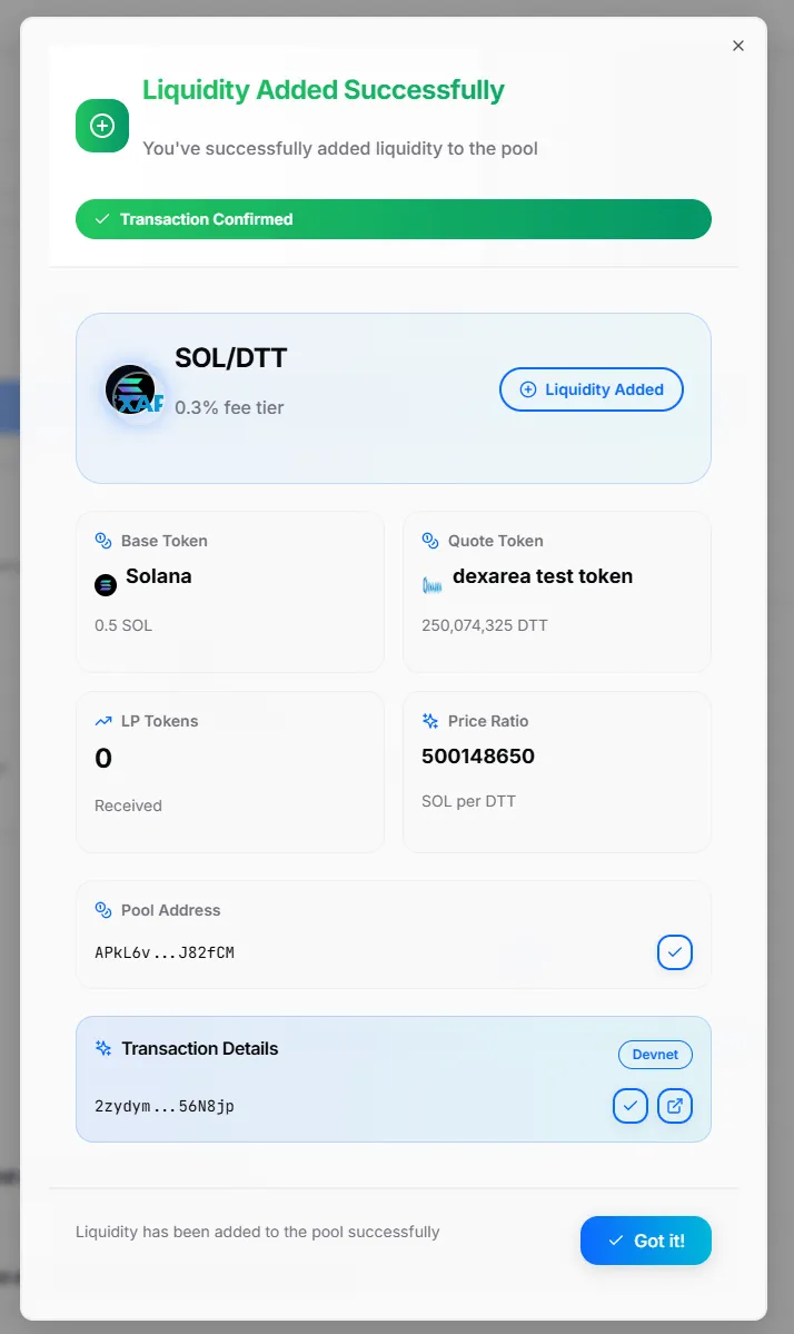 Add Liquidity Result Modal