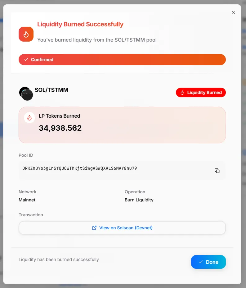 Remove Liquidity Result Modal Remove Liquidity Result Modal