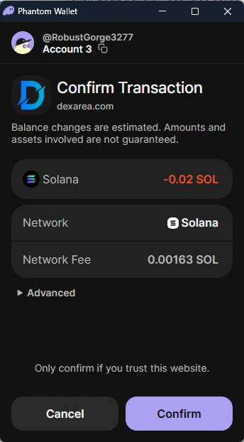 Phantom wallet confirmation popup showing transaction details for harvesting tax fees from token accounts to the mint