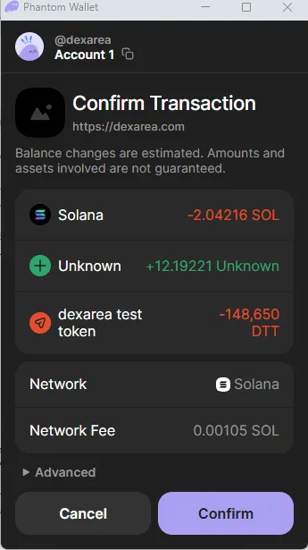 Wallet Confirmation Prompt for Pool Creation Wallet Confirmation Prompt