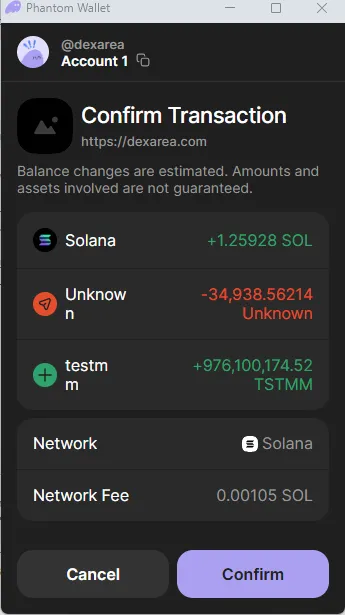 Wallet Confirmation Prompt for Removing Liquidity Wallet Confirmation Prompt