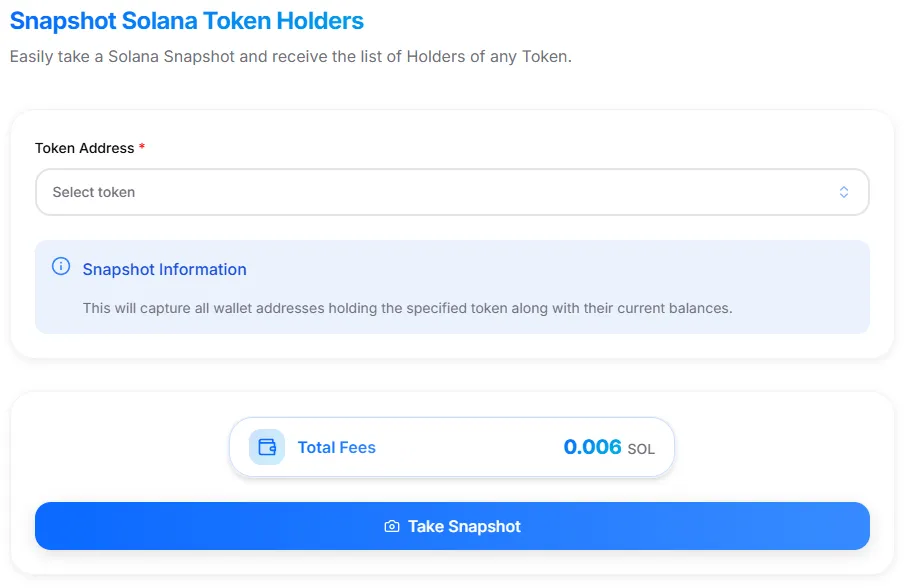 Token Holder Snapshot Interface