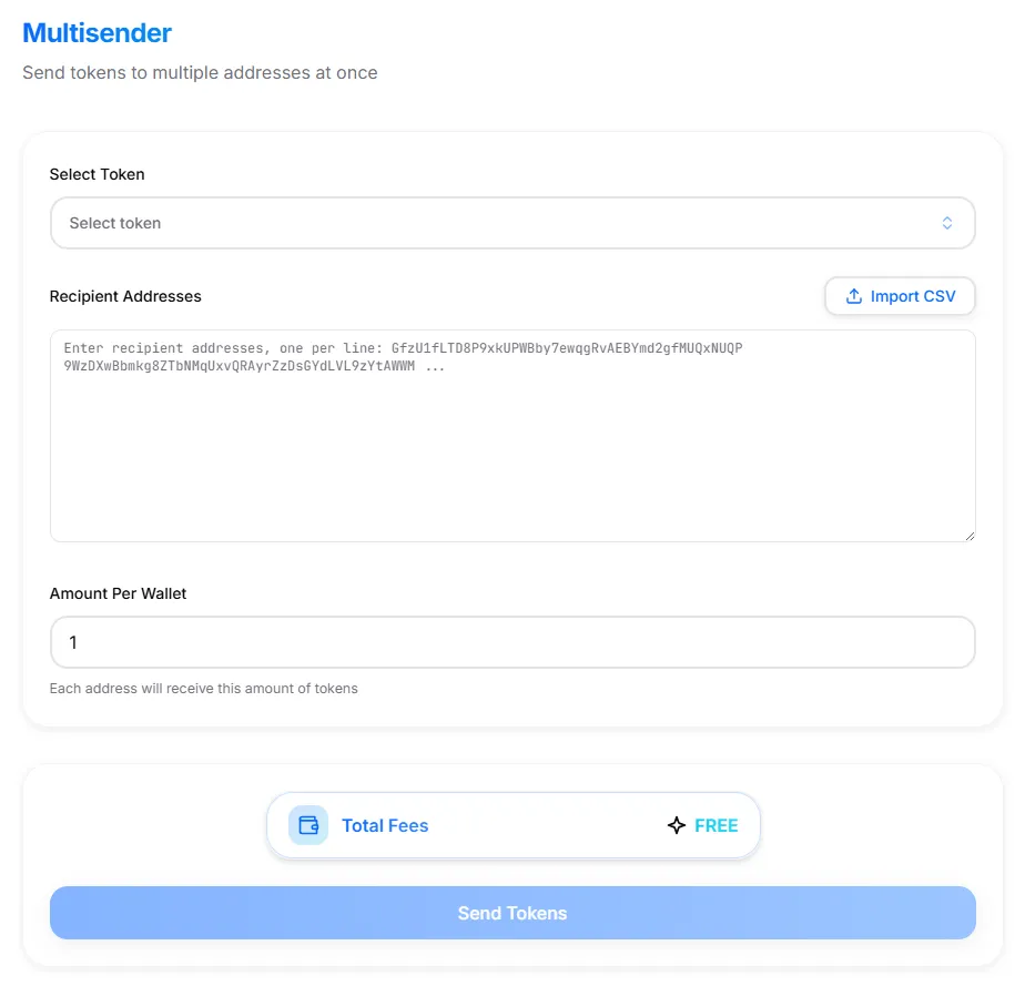 Multisender Airdrop Interface Multisender Airdrop Interface