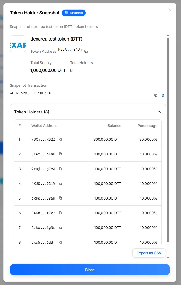 Snapshot Result Modal